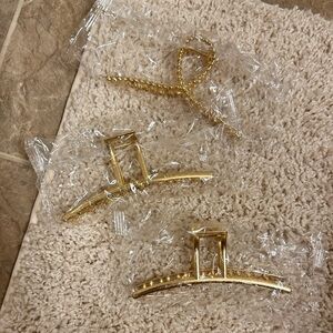 Gold Hair Claw Clips Set of 3